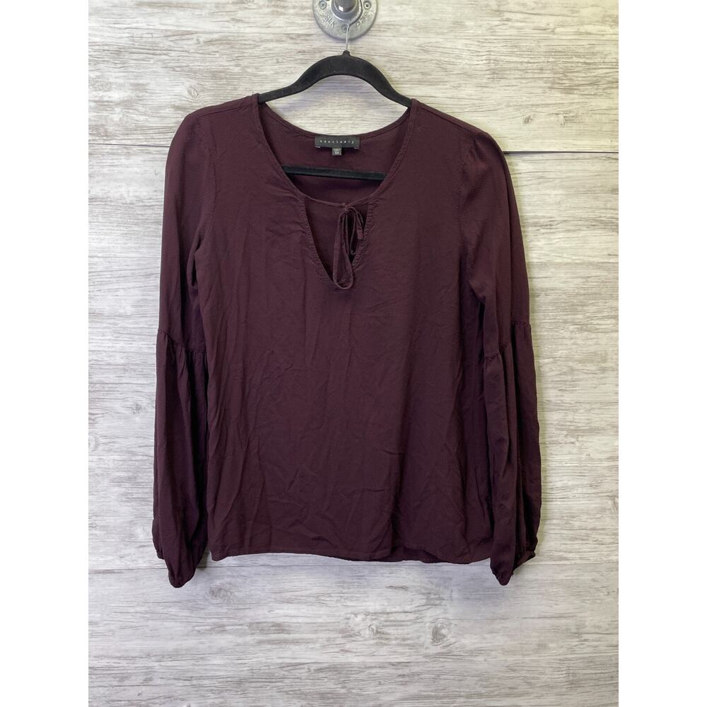 Sanctuary Top XS‎ Womens Burgundy Long Sleeve V Neck Pullover Blouse